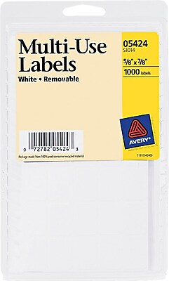 Avery 05424 White Removable Rectangular Label 5 8 W x 7 8 L 1000 Pack