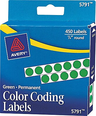 Avery 05791 Permanent Self Adhesive Round Color Coding Label Green 1 4 Dia 450 Pack