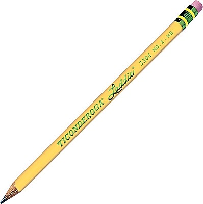 Dixon Ticonderoga Laddie Woodcase Pencil With Eraser HB 2 Yellow Barrel Dozen