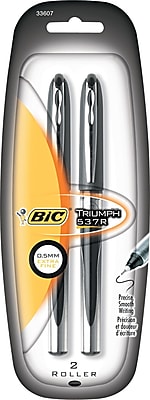 BIC Triumph Roller Ball Pen 0.5 mm Extra Fine Black 2 Pack