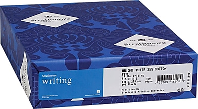 Strathmore Writing Cotton Business Stationery Paper Bright White 8 1 2 W x 11 L 500 Ream