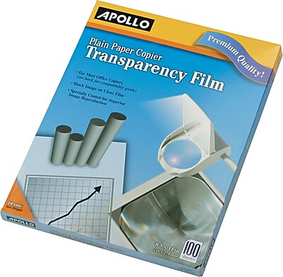 Apollo® Plain Paper Copier Transparency Film, Clear, 8 1/2in.(W) x 11in.(H), 100/Box