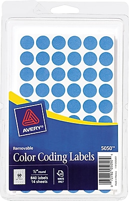 Avery 05050 Removable Self Adhesive Round Paper Color Coding Label Light Blue 1 2 Dia 840 Pack