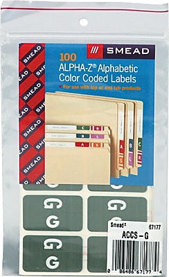 Smead Alpha Z Color Coded Alphabetical Labels Second Letter Package Set G Gray