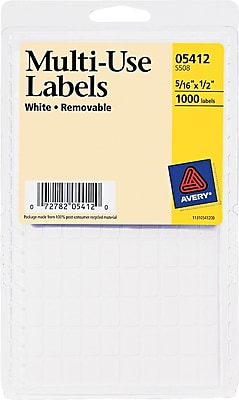 Avery 0.5 x 0.31 Inkjet Laser Removable Print or Write Labels White 11 Pack 05412