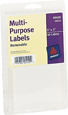 Avery 3 x 5 Inkjet Laser Removable Print or Write Labels White 40 Pack 05450