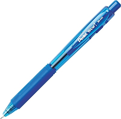 Pentel WOW Retractable Ballpoint Pen 1 mm Medium Blue Dozen
