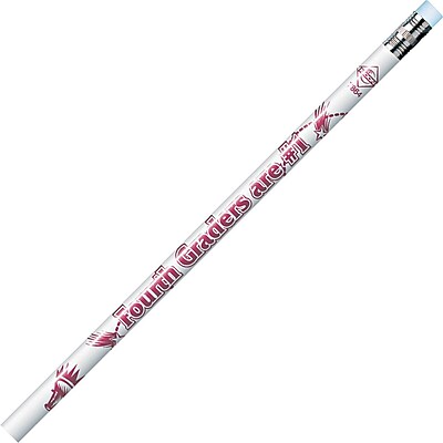 Moon Products Woodcase Pencil HB Soft No. 2 Lead White Barrel Fourth Graders Are 1 12 Pack