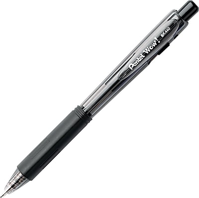 Pentel WOW Retractable Ballpoint Pen 1 mm Medium Black Dozen