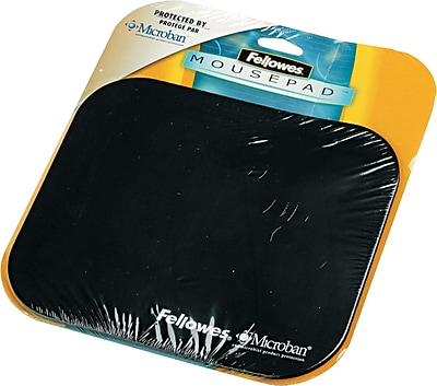 Fellowes Polyester Mouse Pad Nonskid Rubber Base Solid Color Black 8 D