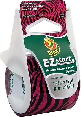 Duck EZ Start Fashion Packing Tape Pink Zebra 1.88 x 15 yd