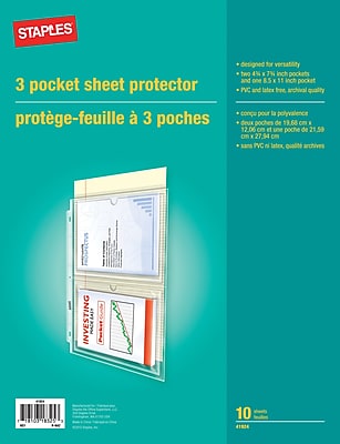 Staples 3 Pocket Sheet Protectors Clear