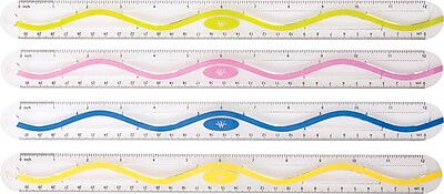 Westcott Wave Plastic Ruler 12 Assorted Colors