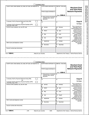 TOPS 1099K Tax Form 1 Part Payee Copy B White 8 1 2 x 11 50 Sheets Pack