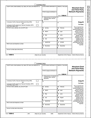 TOPS 1099K Tax Form 1 Part Payee Copy B White 8 1 2 x 11 50 Sheets Pack