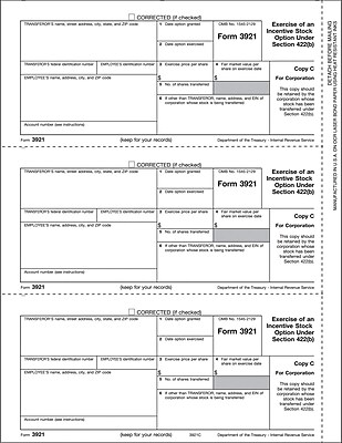 TOPS 3921 Tax Form 1 Part Corporation Copy C White 8 1 2 x 11 50 Sheets Pack