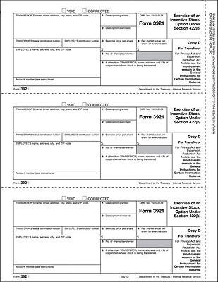 TOPS 3921 Tax Form 1 Part Transferor Copy D White 8 1 2 x 11 50 Sheets Pack