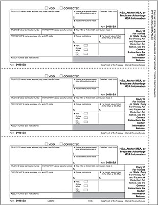 TOPS 5498ESA Tax Form 1 Part Trustee State Coverdell ESA Contribution Information Copy C 50 Sheets Pack