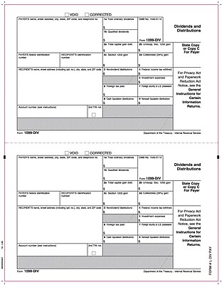 TOPS 1099DIV Tax Form 1 Part Payer State Copy C White 8 1 2 x 11 50 Sheets Pack