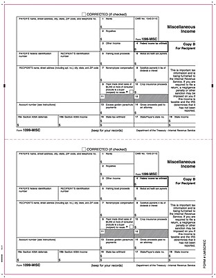 TOPS 1099MISC Tax Form 1 Part Recipient Copy B White 8 1 2 x 11 50 Sheets Pack