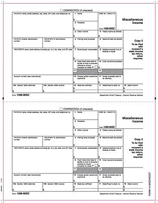 TOPS 1099MISC Tax Form 1 Part State Copy 2 White 8 1 2 x 11 50 Sheets Pack