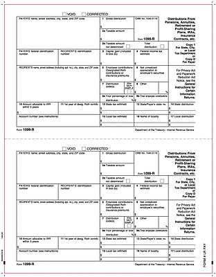 TOPS 1099R Tax Form 1 Part State Record Copies 1 D White 8 1 2 x 11 50 Sheets Per Pack