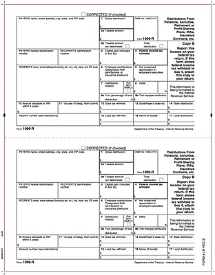 TOPS 1099R Tax Form 1 Part Recipient s Federal Copy B White 8 1 2 x 11 50 Sheets Per Pack