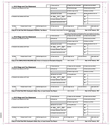 TOPS W 2 Tax Form 1 Part Employee s copies cut sheet White 8 1 2 x 11 100 Sheets Pack