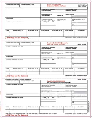 TOPS W 2 Tax Form 1 Part 3 down Employee s copies cut sheet White 8 1 2 x 11 50 Sheets Pack