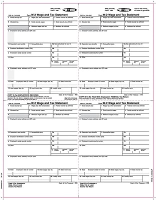 TOPS W 2 Tax Form 1 Part E File Employee copies cut sheet White 8 1 2 x 11 50 Sheets Pack