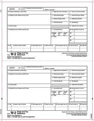 TOPS W 2 Tax Form 1 Part Copy 1 D White 8 1 2 x 11 50 Sheets Pack