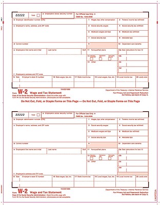 TOPS W 2 Tax Form 1 Part Copy A White 8 1 2 x 11 50 Sheets Pack