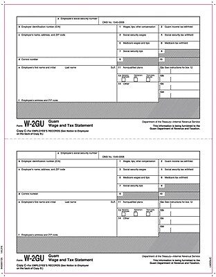TOPS W 2 Tax Form for Guam 1 Part Copy C White 8 1 2 x 11 50 Sheets Per Pack