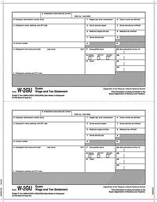 TOPS W 2 Tax Form for Guam 1 Part Copy C White 8 1 2 x 11 50 Sheets Per Pack