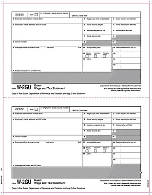 TOPS W 2 Tax Form for Guam 1 Part Copy 1 D White 8 1 2 x 11 50 Sheets Per Pack