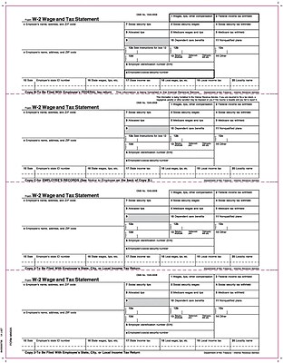 TOPS W 2 Tax Form 1 Part White 8 1 2 x 11 50 Sheets Pack