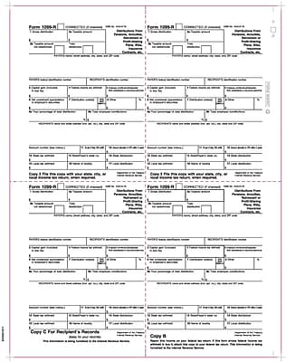 TOPS 1099R Tax Form 1 Part Continuous White 8 1 2 x 11 2000 Sheets Per Carton
