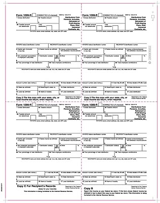 TOPS 1099R Tax Form 1 Part Continuous White 8 1 2 x 11 2000 Sheets Per Carton