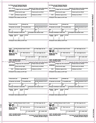 TOPS W 2 Tax Form 1 Part Employer copies cut sheet White 8 1 2 x 11 50 Sheets Pack