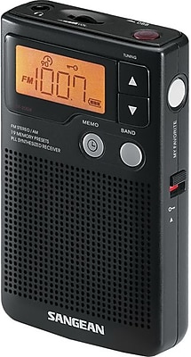 Sangean Black Pocket Radio w Built In Speaker FM Stereo AM