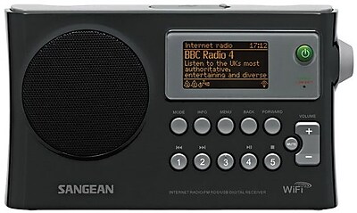 Sangean Black WiFi Radio w Internet Radio Network Music Player USB FM RDS Digital Receiver