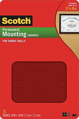 Scotch Permanent Mounting Squares for Fabric Walls .68 x .68 35 Pack