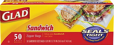 Glad Resealable Sandwich Storage Bags 50 Box