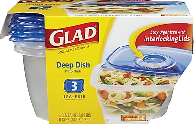 GladWare Deep Dish Containers with Lids 3 Pack