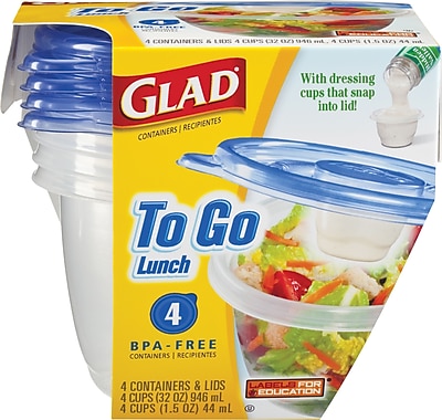 Glad To Go Lunch Containers 32 oz. 4 Pack