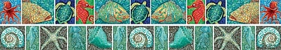 Barker Creek LL 967 35 x 3 Straight Surf s Up Coral Reef Double Sided Trim Multicolor