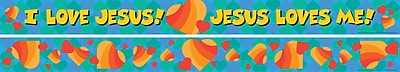 Barker Creek LL 976 35 x 3 Straight Jesus Loves Me Double Sided Trim Multicolor