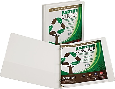 Samsill Earth s Choice Biodegradable .5 inch Round 3 Ring Binder White 18917