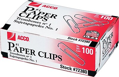 ACCO Brands Regular Economy Paper Clips Silver .033 Gauge 100 Box 10 Boxes Pack