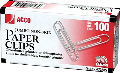 ACCO Economy Jumbo Paper Clips Silver Finish 100 Box